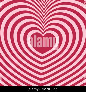 Pink aesthetic hearts background. Heart shaped concentric stripes