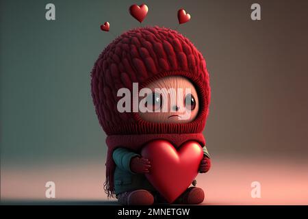 Сute valentine character heart Stock Photo