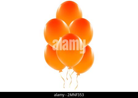 Orange balloons on a white background with copy space. Universal holiday background. Vector image. Stock Vector
