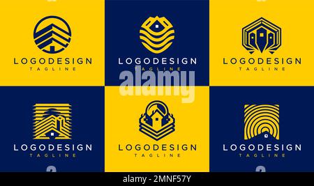 Modern house logo design branding set.  Stock Vector