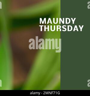 Composition of maundy thursday text and copy space on green background Stock Photo