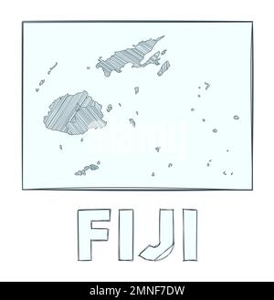 Fiji sketch scribble map drawn on checkered school notebook paper ...