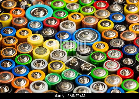 high view battery pollution waste. High resolution photo Stock Photo