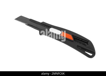 Black utility knife isolated on a white background Stock Photo