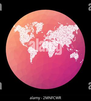World network map. Van der Grinten projection. Wired globe in Van Der Grinten projection on geometric low poly background. Awesome vector illustration Stock Vector
