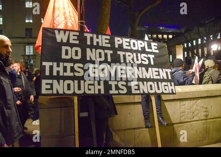London, UK. 30th January 2023. Members of various trade unions and supporters staged a rally outside Downing Street in protest against the UK Government's new laws which aim to restrict strikes and protests in the UK. Credit: Vuk Valcic/Alamy Live News. Stock Photo