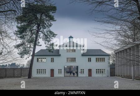 Entrance building to prisoners' camp Tower A, Sachsenhausen Concentration Camp Memorial and Museum, Oranienburg, Oberhavel district, Brandenburg Stock Photo