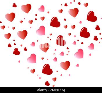 Cute red, pink hearts pattern. Lovely romantic background for Valentine's Day, Mother's Day, wedding. Suitable for wrapping paper, printing, postcards Stock Vector