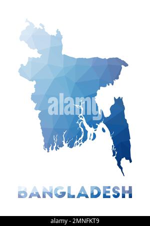 Low poly map of Bangladesh. Geometric illustration of the country. Bangladesh polygonal map. Technology, internet, network concept. Stock Vector