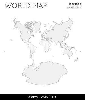 World map. Globe in Lagrange projection, plain style. Outline vector illustration. Stock Vector