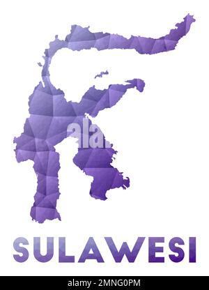 Polygonal map of Sulawesi. Geometric illustration of the island in ...