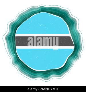 Botswana flag in frame. Badge of the country. Layered circular sign around Botswana flag. Astonishing vector illustration. Stock Vector