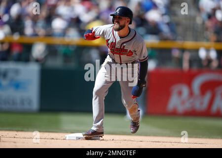 Atlanta Braves left fielder Matt Kemp scores against the Toronto Blue Jays  during ninth inning interleague baseball in Toronto, Tuesday, May 16, 2017.  THE CANADIAN PRESS/Frank Gunn Stock Photo - Alamy