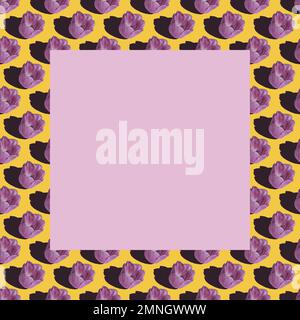 seamless pattern of purple tulips with frame and copy space  Stock Photo
