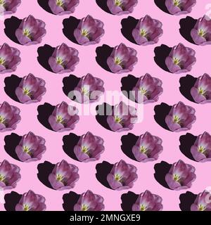 seamless pattern of purple tulips on purple background  Stock Photo