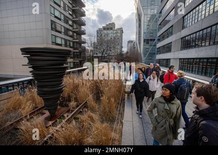 Artist Miriem Bennani's spinning sculpture, Windy, on the High Line, New York city, USA Stock Photo