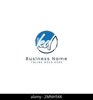 K, D, KD Initial letter handwritten and signature vector image template in round shape logo Stock Vector