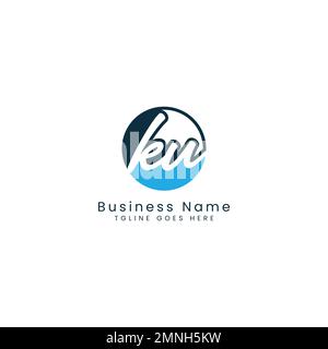 K, U, KU Initial letter handwritten and signature vector image template in round shape logo Stock Vector