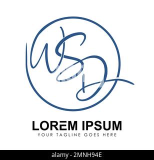 Monogram Logo Vector Initial Letters WSD Sign illustration in white background isolated Stock Vector