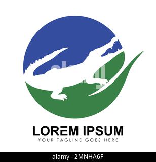 Crocodile Globe Logo vector icon  Sign illustration in white background isolated Stock Vector