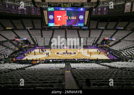 Baton Rouge, LA, USA. 30th Jan, 2023. The court is set up prior to NCAA Women's Basketball action between the Tennessee Volunteers and the LSU Tigers at the Pete Maravich Assembly Center in Baton Rouge, LA. Jonathan Mailhes/CSM/Alamy Live News Stock Photo