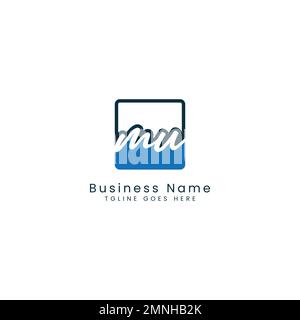 M, U, MU Initial letter handwritten and signature vector image template in square shape logo Stock Vector