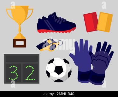Set Of Football Elements For Sport Competition Design Flat Style Vector Illustration Stock Vector