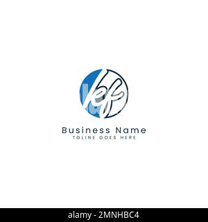K, F, KF Initial letter handwritten and signature vector image template in round shape logo Stock Vector