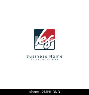 K, S, KS Initial letter handwritten and signature vector image template in square shape logo Stock Vector