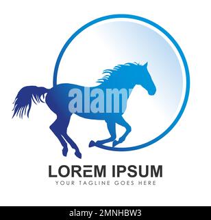 Horse Circle Logo Vector icon Sign illustration in white background isolated Stock Vector