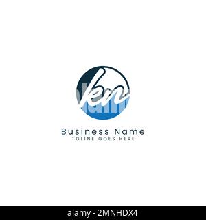 K, N, KN Initial letter handwritten and signature vector image template in round shape logo Stock Vector