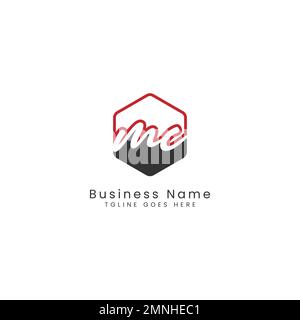 M, C, MC Initial letter handwritten and signature vector image template in hexagon shape logo Stock Vector