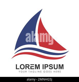Sail Boat Logo Vector icon Sign illustration in white background isolated Stock Vector