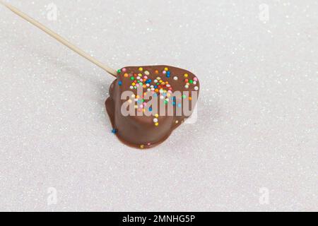 Marshmallows Covered With Chocolate And With Mini Colored Dragees. Stock Photo