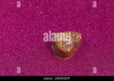 Marshmallows Covered With Chocolate And With Mini Colored Dragees. Stock Photo