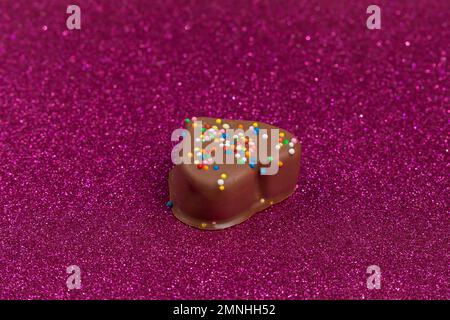 Marshmallows Covered With Chocolate And With Mini Colored Dragees. Stock Photo
