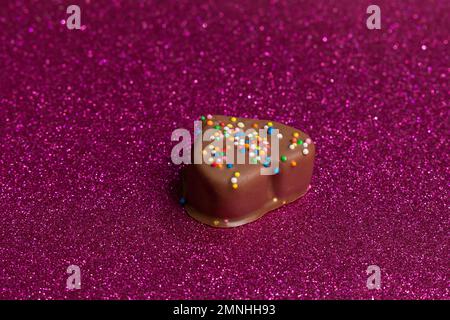 Marshmallows Covered With Chocolate And With Mini Colored Dragees. Stock Photo
