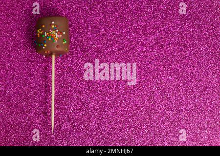 Marshmallows Covered With Chocolate And With Mini Colored Dragees. Stock Photo