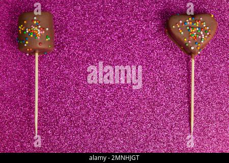 Marshmallows Covered With Chocolate And With Mini Colored Dragees. Stock Photo