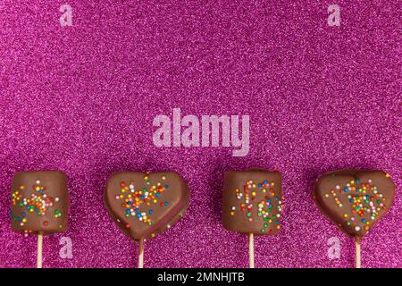 Marshmallows Covered With Chocolate And With Mini Colored Dragees. Stock Photo