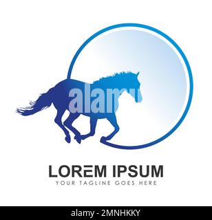 Horse Circle Logo Vector icon Sign illustration in white background isolated Stock Vector