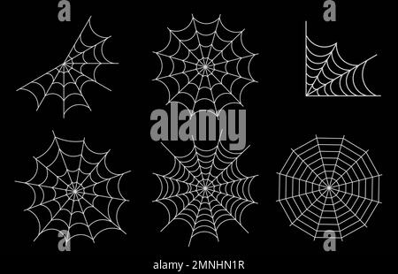 Set Of Spiders Web For Halloween Decoration Vector Illustration With Design Elements Stock Vector