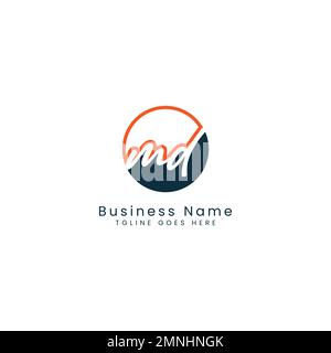 M, D, MD Initial letter handwritten and signature vector image template in round shape logo Stock Vector