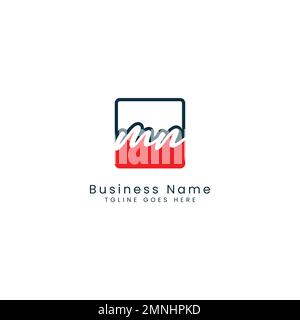 M, N, MN Initial letter handwritten and signature vector image template in square shape logo Stock Vector