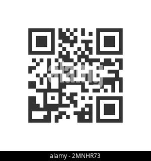 QR code icon. Quick responce matrix barcode template. Digital label with info data for scanning by mobile phone isolated on white background. Vector graphic illustration Stock Vector