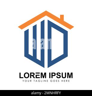 Home Monogram Logo Initial Letters WD Vector Sign illustration in white background isolated Stock Vector
