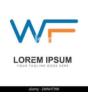 Monogram Logo Initial Letters WF Vector Sign illustration in white background isolated Stock Vector