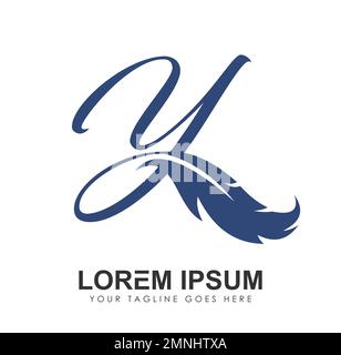 Feather Monogram Logo Initial Letter Y Vector Sign illustration in white background isolated Stock Vector