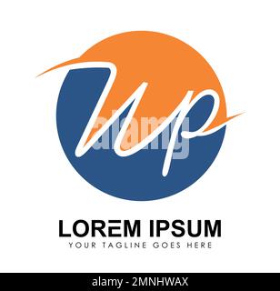 Monogram Logo Vector Initial Letters WP Sign illustration in white background isolated Stock Vector