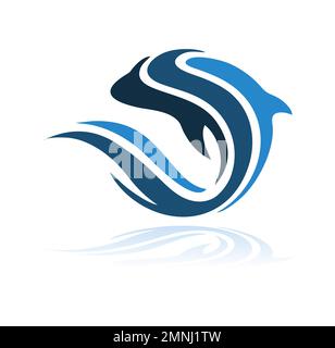 Blue Fish Logo Vector Icon Sign illustration in white background isolated Stock Vector